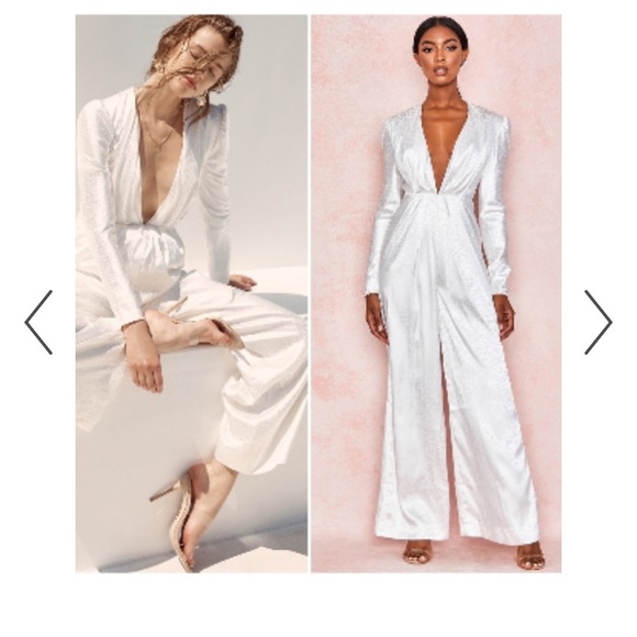 House of CB Pants - House of CB white satin leopard jumpsuit M